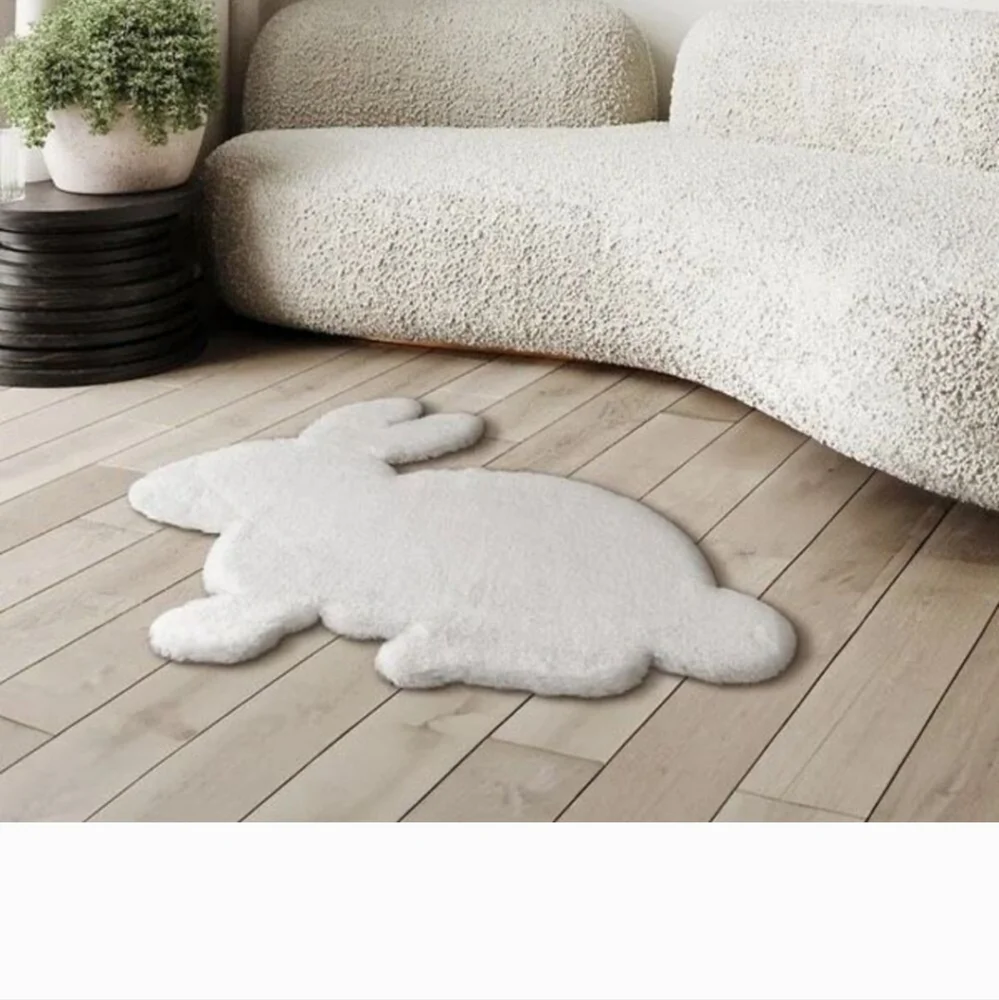 Mon Chateau Faux Fur Shaped Rug, bunny,  nwt